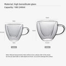 Axyaa Heart Double-layer Cup with Handle | Home Beverage Glass Cup | Love Coffee Cup