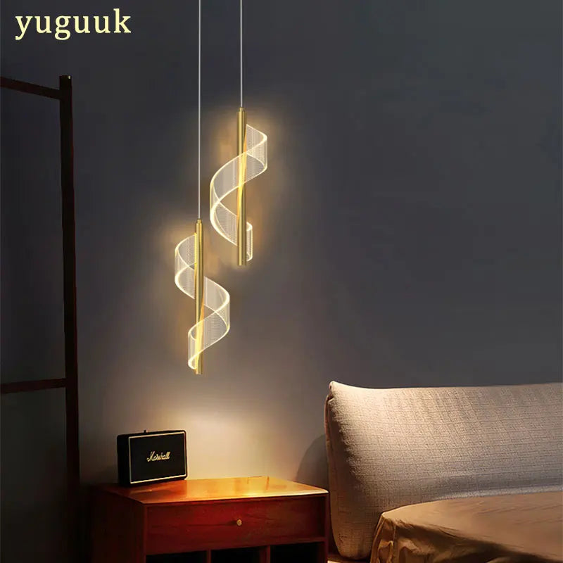 Axyaa Nordic Spiral LED Pendant Lights Modern Acrylic Home Decoration