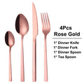 Axyaa Black Stainless Steel Cutlery Set - Knife Fork Spoon Dinnerware Kitchen Utensils