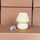 Axyaa Striped Glass Mushroom Table Lamp for Bedroom Decoration and Reading Lighting
