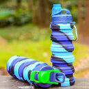 Axyaa Silicone Foldable Sports Water Bottle with Carabiner - Portable Fitness Kettle