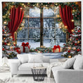 Winter Wonderland Tapestry: Christmas Tree Garland Window Wall Hanging by Axyaa