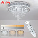 Axyaa Crystal Ceiling Lamps: Remote Control, Brightness Dimming, Living Room Chandeliers