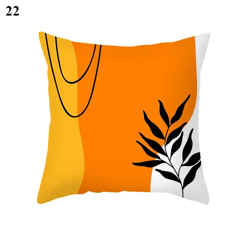 Orange Geometric Leaf Lines Pillowcase by Axyaa - Home Decor and Cozy Throw Pillows