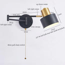 Axyaa Swing Arm LED Wall Light - Iron Art Nordic Minimalism Bedside Lamp