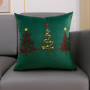 Axyaa Christmas Elk Tree Embroidered Pillowcase Cojines Red Green Decorative Cushion Cover
