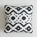 Axyaa Black White Embroidered Cotton Cushion Cover 45x45cm Square for Sofa Bed