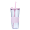 Axyaa Double-layer Plastic Straw Cup with Sleeve - Portable, Reusable, and Stylish