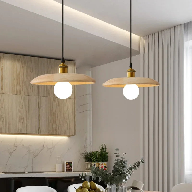 Axyaa Retro Solid Wood Pendant Light Chandelier for Dinning Room