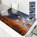 Skeleton Farmhouse Drying Mat by Axyaa: Non-Slip Absorbent Kitchen Counter Mat