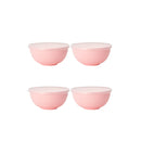 Axyaa Pink Plastic Bowls with Lids - Set of 4 - Reusable for Home, Kitchen, and On-the-Go