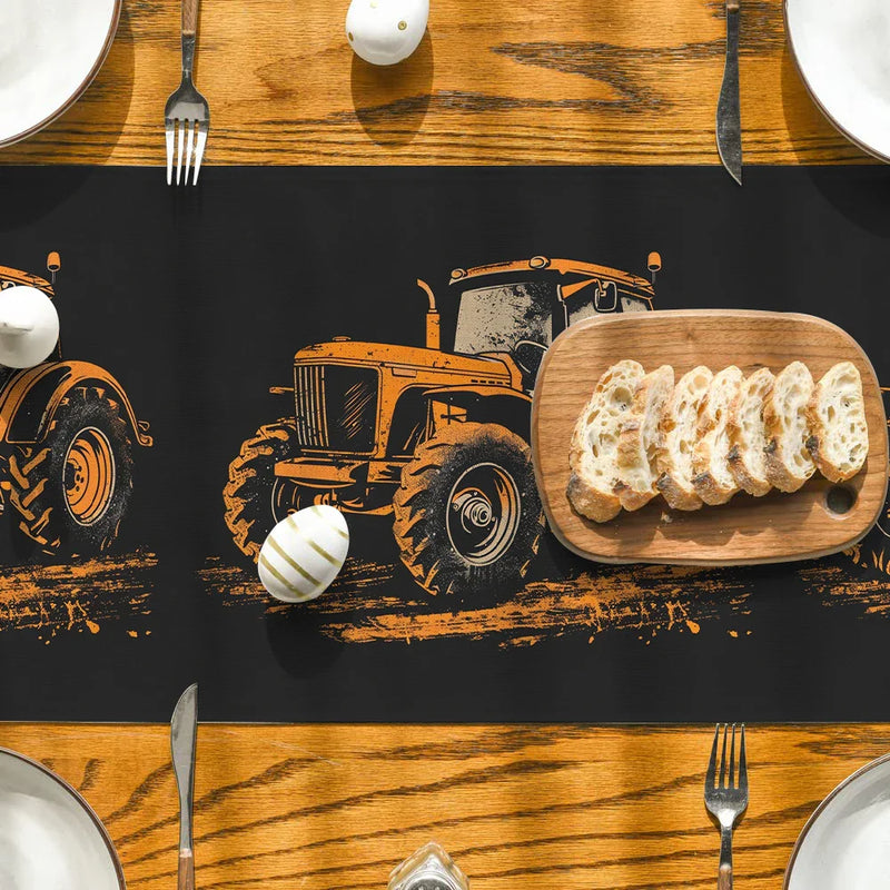Axyaa Tractor Silhouette Table Runner for Kitchen and Dining Decor