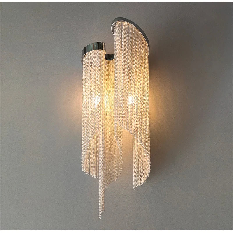 Luxury Silver & Gold Tassel Wall Sconces by Axyaa for Modern Hotel Bedroom