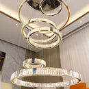 Axyaa Crystal Stair Chandelier - Modern LED Ceiling Hanging Light