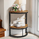 Axyaa Semi Circle End Table with Storage, Small Half Round Side Table for Sofa