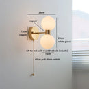 Axyaa LED Wall Lamps 2 Heads Pull Chain Switch White Glass Stair Light