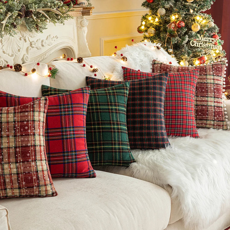 Axyaa Christmas Cushion Cover 45x45 Nordic Plush Pillow for Living Room - Home Decor Gift