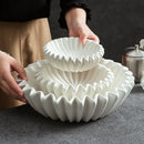 Axyaa Lotus Leaf Insulation Plate, Ceramic Lace Salad Plate, White Double-layer Ceramic Tableware