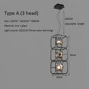 Axyaa Nordic Iron Glass Chandelier Industrial Style Simple Square Living Room Light