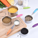 Axyaa Silicone Handle Stainless Steel Measuring Spoon Set, Colorful Kitchen Gadget