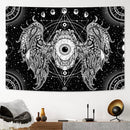 Axyaa Angel Wings Tapestry: Black & White Boho Trippy Hippie Wall Hanging