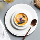 Axyaa White Ceramic Dining Plate Set,  Elegant Round Deep Soup & Dessert Plates