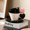 Axyaa Heart Design Ceramic Coffee Cup Set with Saucer & Spoon