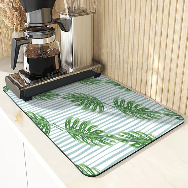 Axyaa Kitchen Draining Mat: Absorbent, Antiskid, Quick Dry Bathroom & Coffee Dish Pad