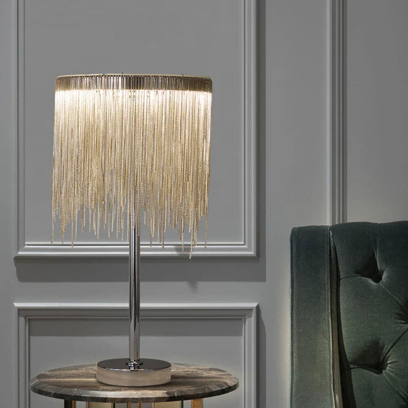 Axyaa Nordic Luxury Tassel Aluminum Chain Floor LampLed Living Room Study Bedroom