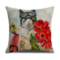 Axyaa Pug Pets Pattern Sofa Cushion Cover Home Decor Pillowcase Linen Cartoon