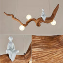 Axyaa Zen Resin Branch Pendant LED Lights - Tea House Dining Decor, Wood Color