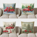 Christmas Red Truck Puppy Decor Pillow Cover for Sofa, Bedroom, Car - Axyaa