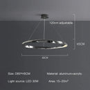 Axyaa Black Ring LED Chandelier: Modern Art Design for Living Room, Bedroom, Dining Room