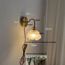 Axyaa LED Glass Wall Sconce with Pull Chain Switch for Modern Luxury Bedroom Lighting