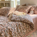 Axyaa Korean Floral Bedding Set 2025: Washed Cotton Duvet Cover, Girls Bedding Sheet Sets