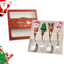 Axyaa Stainless Steel Christmas Fork and Spoon Set - 4 Pcs