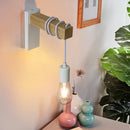 Axyaa Retro Iron Wood Wall Sconce Indoor Lamp -  E27 Bedside Dining Room Switch