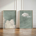 Sage Green Cloud Art Canvas Print for Modern Home Decor by Axyaa