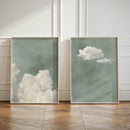 Sage Green Cloud Art Canvas Print for Modern Home Decor by Axyaa