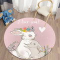 Round Rabbit Print Rug for Kids' Room | Axyaa's Cartoon Rabbit Mat