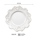 Axyaa European Relief Ceramic Tableware Set, Elegant Flat Plate Dim Sum Soup Rice Bowl