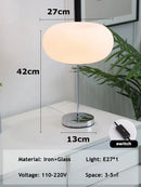 Axyaa White Glass Table Lamp: Minimalist Bauhaus Design, Nordic Style, Silver Iron Frame