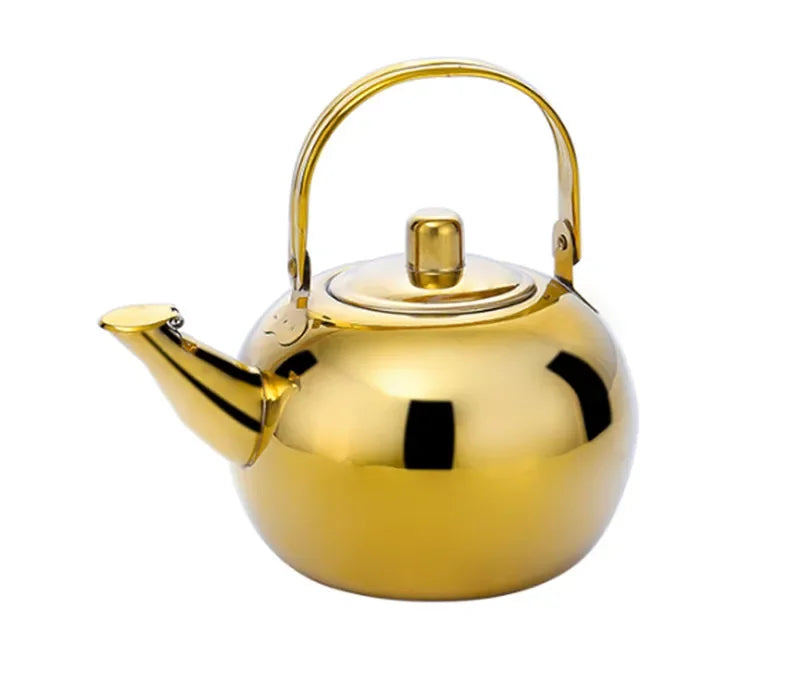 Axya Stainless Steel Gold Teapot with Tea Infuser Filter - Large Capacity & Elegant Design