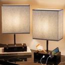 Axyaa Touch Switch Table Lamp with Dual Phone Stands and USB Charging Ports
