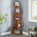 Rustic 5-Tier Corner Bookshelf by Axyaa: Stylish Storage Rack and Plant Stand