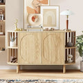 Axyaa Fluted Wooden Sideboard Buffet with Drawers and Shelves