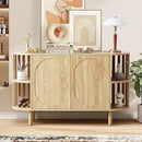 Axyaa Fluted Wooden Sideboard Buffet with Drawers and Shelves