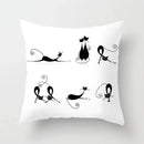 Axyaa Cartoon Black Cat Cushion Cover 45*45cm