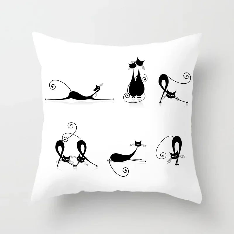 Axyaa Cartoon Black Cat Cushion Cover 45*45cm