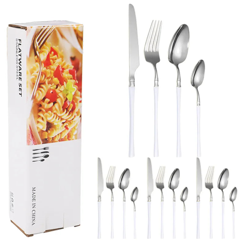 Axyaa 16-Piece Stainless Steel Tableware Set for Restaurants, Hotels, and Homes